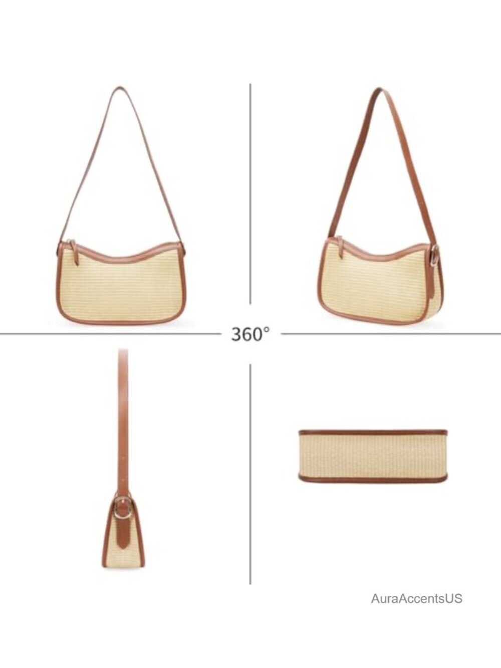 Women's Crescent Shoulder Bag Hobo Vegan Leather Adjustable Strap Lightweight - Picture 5 of 6